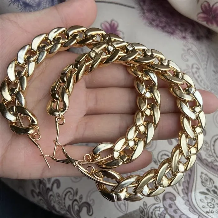 Jewelhery Earrings Vintage Cuban Hoop Earrings