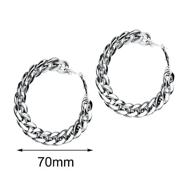 Jewelhery Earrings Vintage Cuban Hoop Earrings