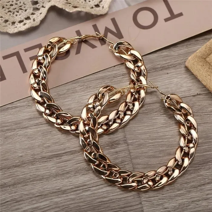 Jewelhery Earrings Vintage Cuban Hoop Earrings
