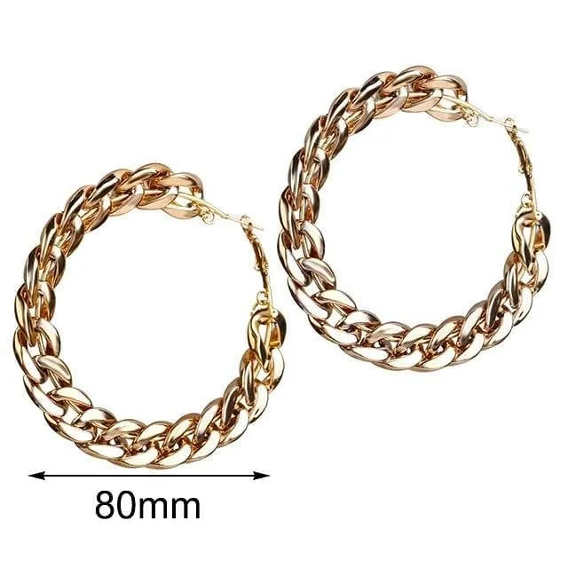 Jewelhery Earrings Vintage Cuban Hoop Earrings