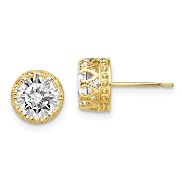 Jewelry 10k Tiara Collection 8mm Polished CZ Earrings Earrings