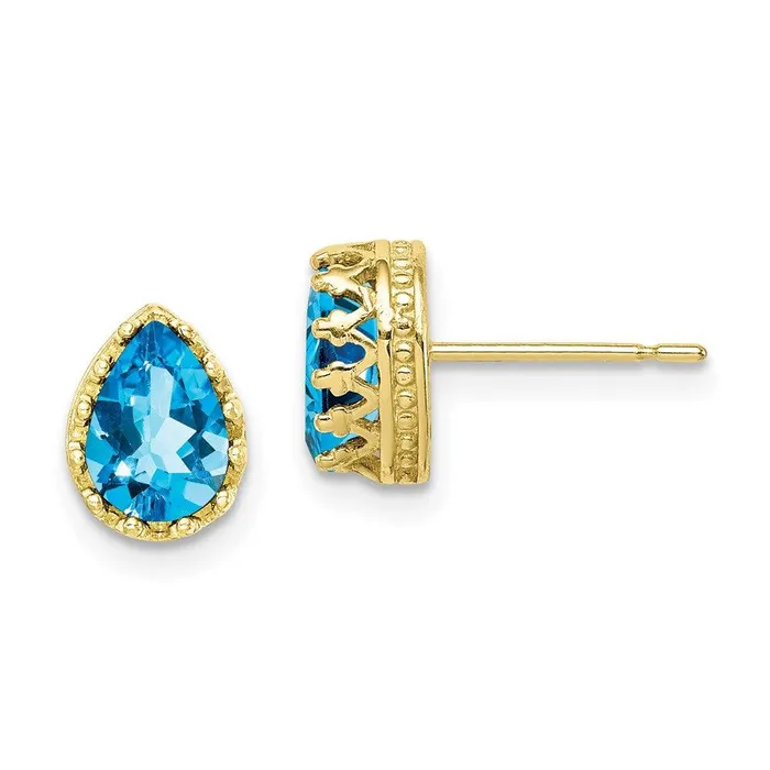 Jewelry Earrings 10k Tiara Collection 8mm Polished Pear Sky Blue Topaz Earrings