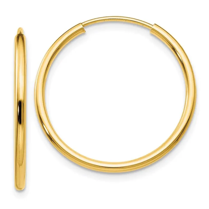Jewelry Earrings 14k 15mm Polished Round Endless Hoop Earrings