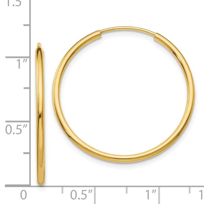 Jewelry Earrings 14k 15mm Polished Round Endless Hoop Earrings Jewelry Earrings 14k 15mm Polished Round Endless Hoop Earrings