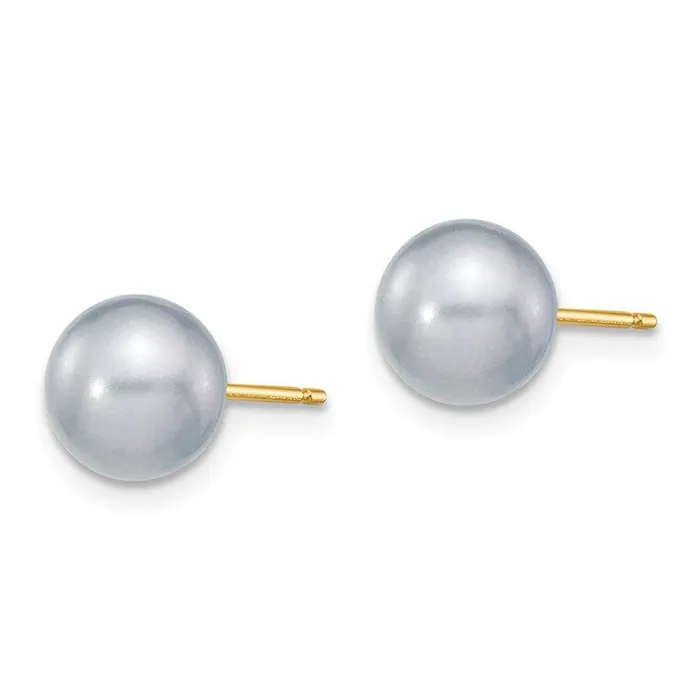 Jewelry Earrings 14k 78mm Grey Round Freshwater Cultured Pearl Stud Post Earrings Jewelry Earrings 14k 78mm Grey Round Freshwater Cultured Pearl Stud Post Earrings