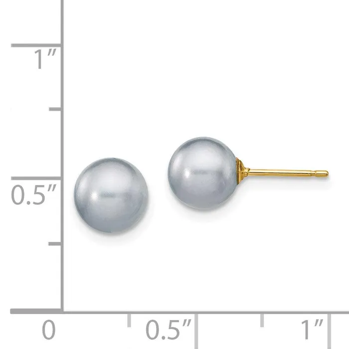 Jewelry Earrings 14k 78mm Grey Round Freshwater Cultured Pearl Stud Post Earrings Jewelry Earrings 14k 78mm Grey Round Freshwater Cultured Pearl Stud Post Earrings