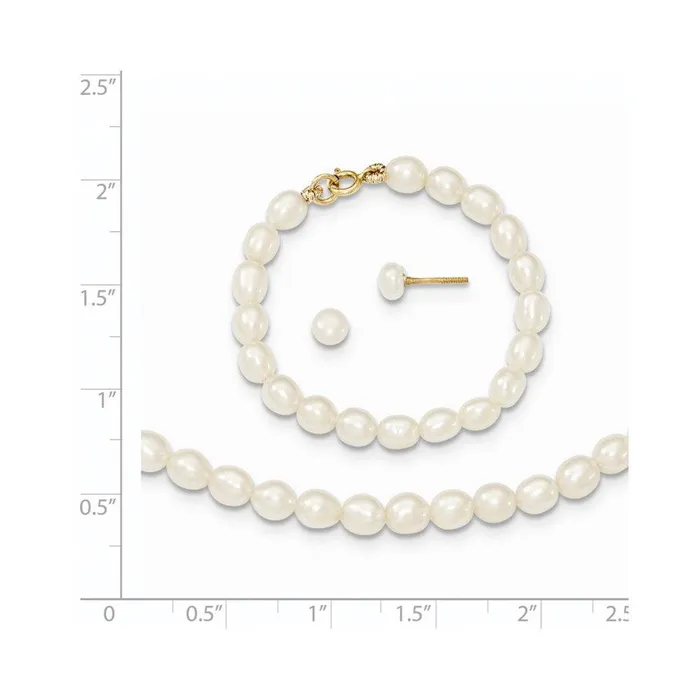 Jewelry Earrings 14k White FW Cultured Pearl 12 Necklace 4 Bracelet Earring Set Jewelry Earrings 14k White FW Cultured Pearl 12 Necklace 4 Bracelet Earring Set