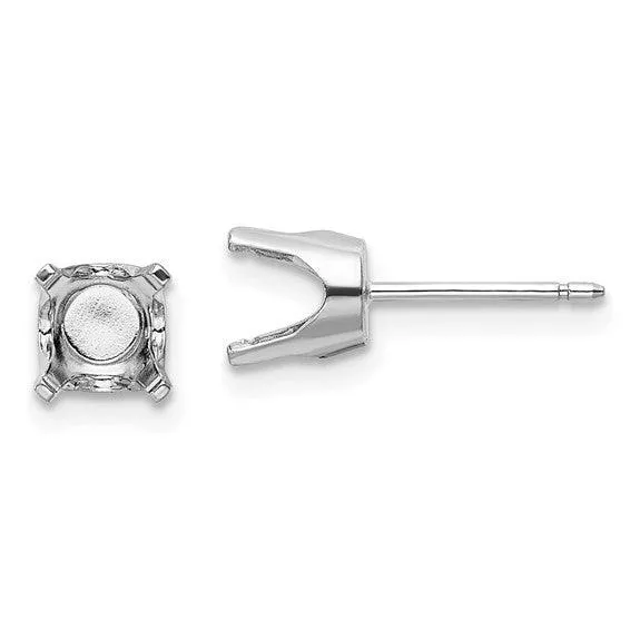 Jewelry Earrings 14k White Gold 575mm Round Stud Earring Mounting wbacks No Stones Included Jewelry Earrings 14k White Gold 575mm Round Stud Earring Mounting wbacks No Stones Included