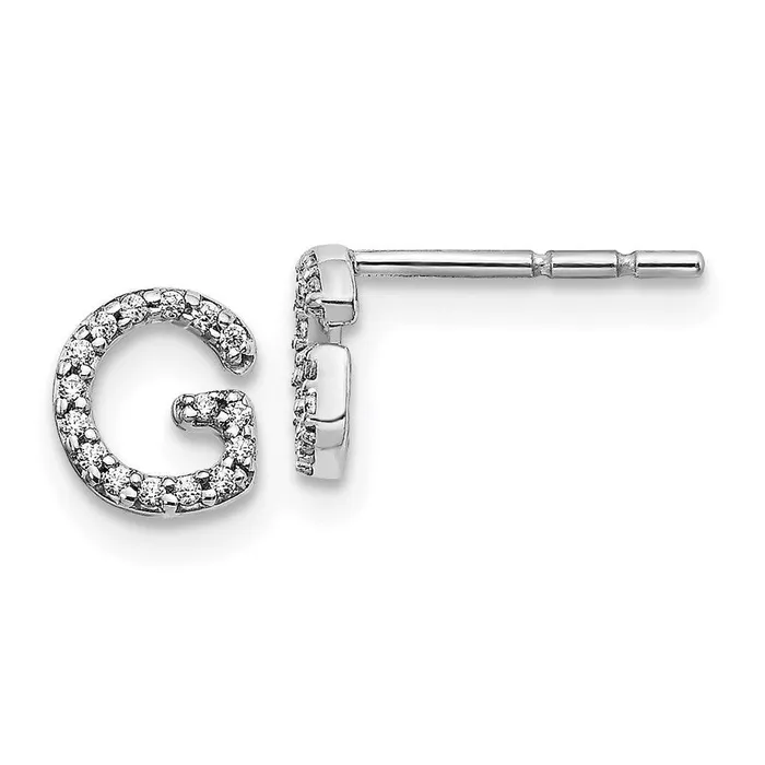 Jewelry Earrings 14k White Gold Diamond Initial G Earrings