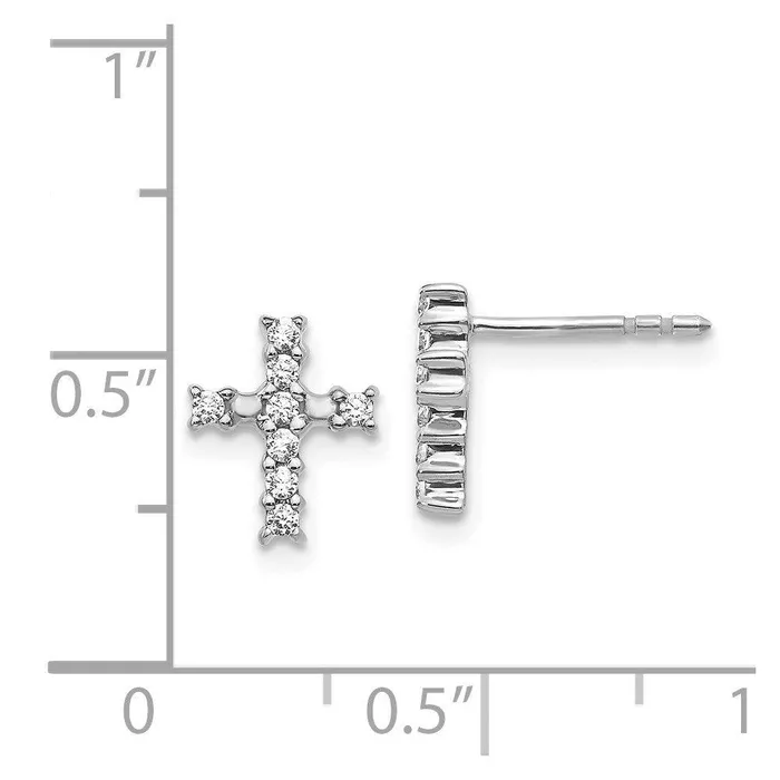 Jewelry Earrings 14K White Gold Polished Diamond Cross Post Earrings Jewelry Earrings 14K White Gold Polished Diamond Cross Post Earrings