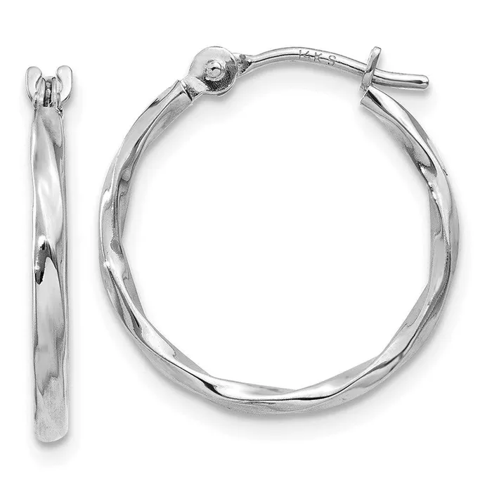 Jewelry Earrings 14k White Gold Twisted Hoop Earrings