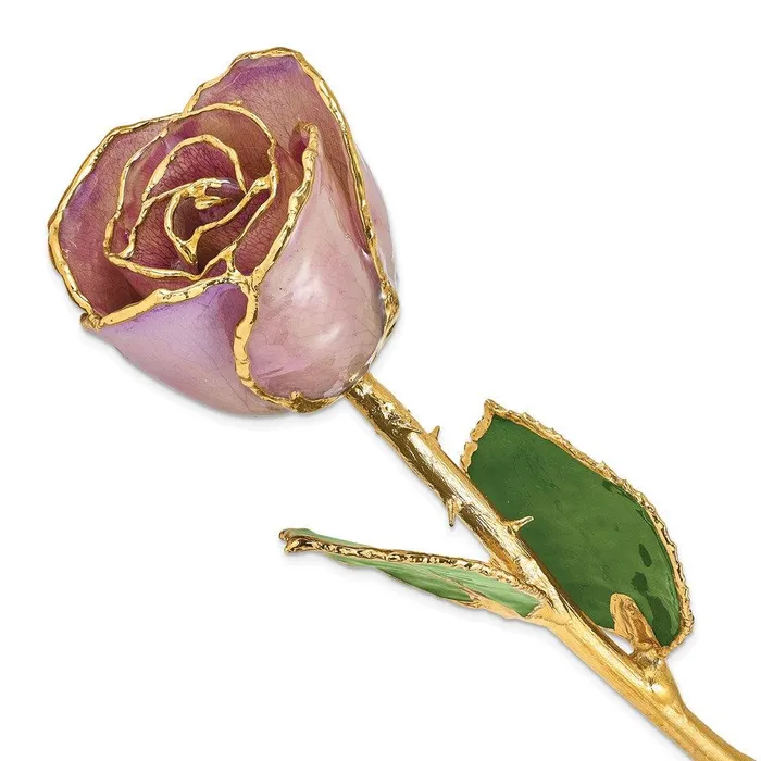 Jewelry Earrings Lacquer Dipped Gold Trim Lavender Rose