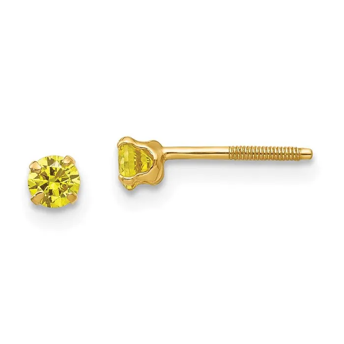 Jewelry Earrings Madi K Kids 14k 3mm Synthetic Citrine Earrings
