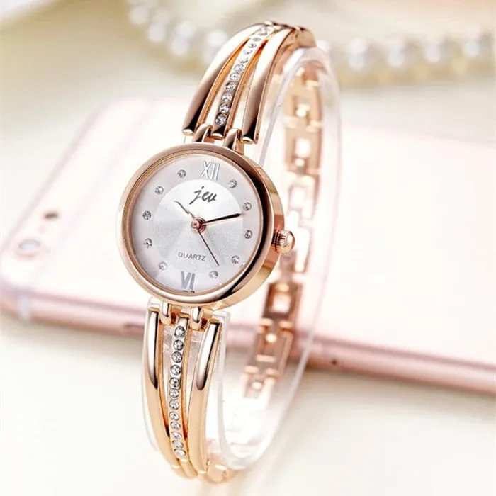 JW Womens Fine Fashion Rose Gold Luxury Rhinestone Bracelet Watch Divine Inspiration Styles Bracelets