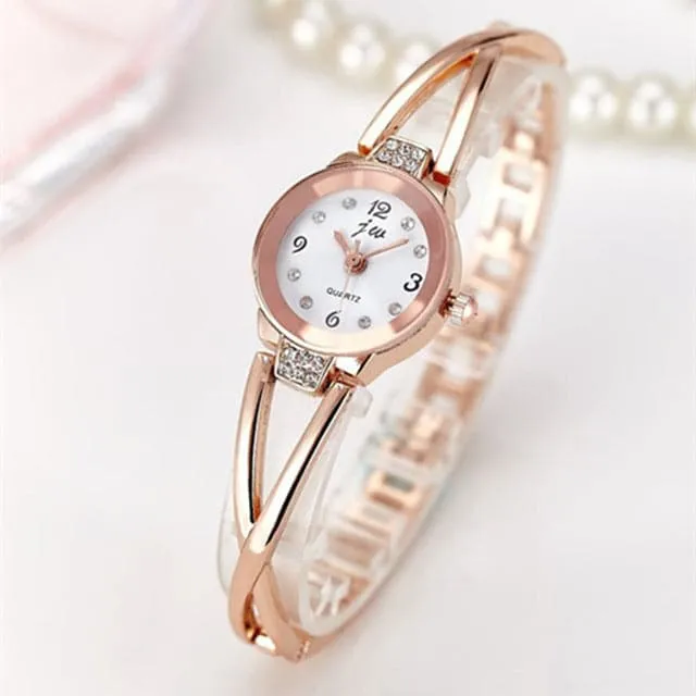 JW Womens Fine Fashion Rose Gold Luxury Rhinestone Bracelet Watch Divine Inspiration Styles Bracelets