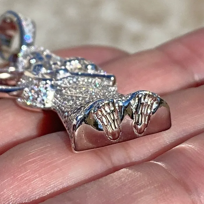 La Santa Muerte Solid 925 Sterling Silver Iced CZ Micro Pave Pendant Bling Cartel Admin Necklaces
