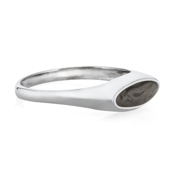 Lateral Marquise Signet Cremation Ring in 14K White Gold closebymejewelry Rings