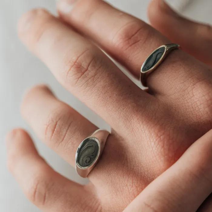 Lateral Marquise Signet Cremation Ring in 14K White Gold closebymejewelry Rings