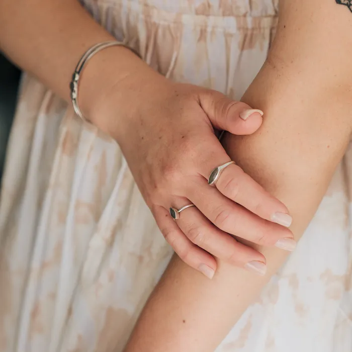 Lateral Marquise Signet Cremation Ring in 14K White Gold closebymejewelry Rings