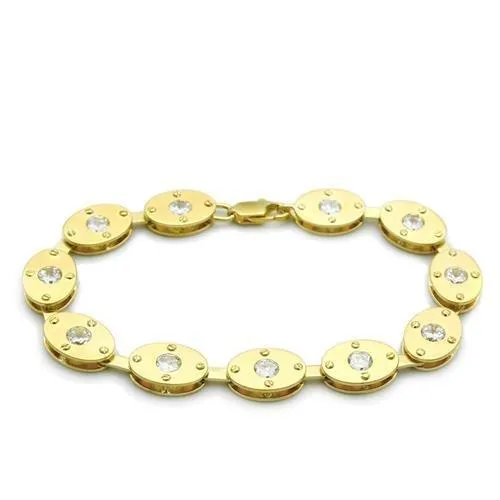 LO2018 Matte Gold Gold Brass Bracelet with AAA Grade CZ in Clear Alamode Bracelets LO2018 Matte Gold Gold Brass Bracelet with AAA Grade CZ in Clear Alamode Bracelets