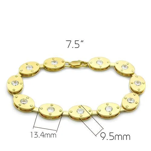 LO2018 Matte Gold Gold Brass Bracelet with AAA Grade CZ in Clear Alamode Bracelets