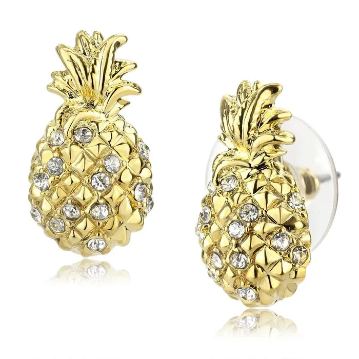 LO4677 Gold Brass Earrings with Top Grade Crystal in Clear Alamode Earrings