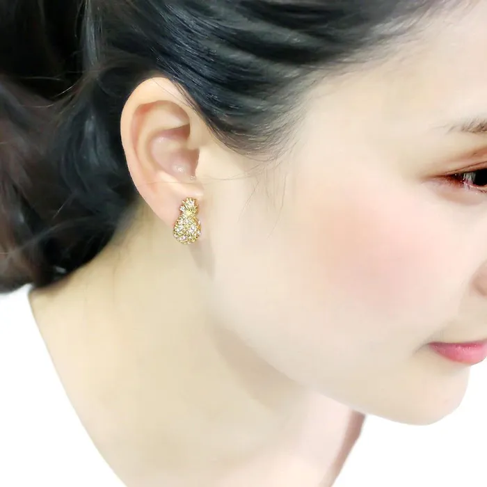 LO4677 Gold Brass Earrings with Top Grade Crystal in Clear Alamode Earrings