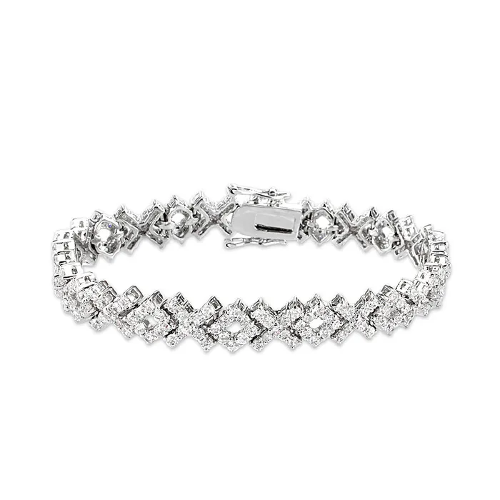 LO5W113 Brass Bracelet with AAA Grade CZ in Clear Rhodium Plated7 Alamode Bracelets LO5W113 Brass Bracelet with AAA Grade CZ in Clear Rhodium Plated7 Alamode Bracelets