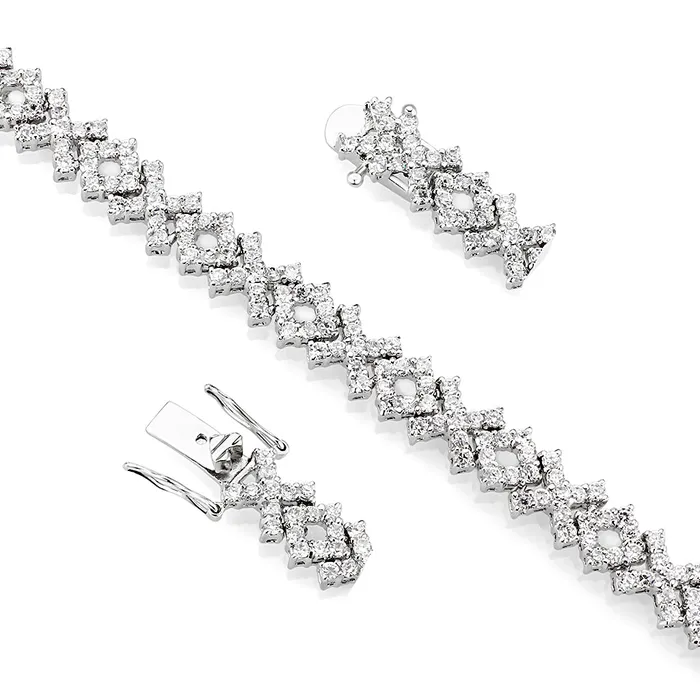 LO5W113 Brass Bracelet with AAA Grade CZ in Clear Rhodium Plated7 Alamode Bracelets