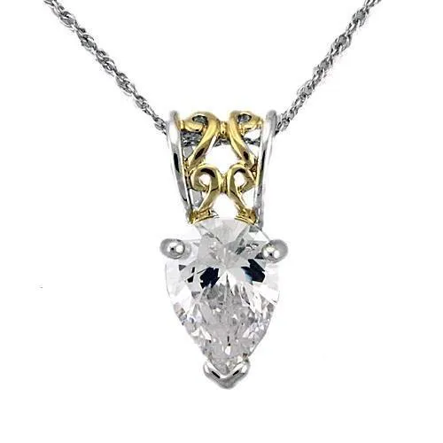 LOAS783 Reverse TwoTone 925 Sterling Silver Chain Pendant with AAA Grade CZ in Clear Alamode Rings LOAS783 Reverse TwoTone 925 Sterling Silver Chain Pendant with AAA Grade CZ in Clear Alamode Rings