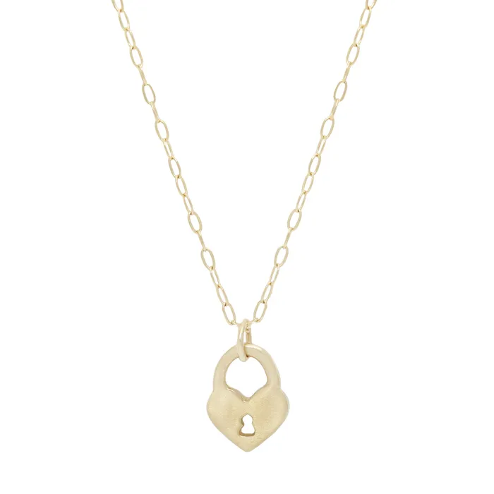 Luana Coonen Tiny Gold Heart Lock Necklace Necklaces