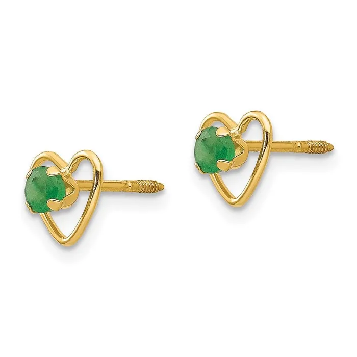 Madi K Kids 14k 3mm Emerald Birthstone Heart Earrings Jewelry Earrings Madi K Kids 14k 3mm Emerald Birthstone Heart Earrings Jewelry Earrings