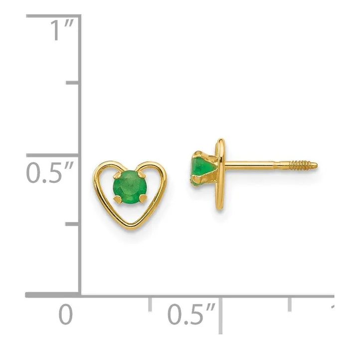 Madi K Kids 14k 3mm Emerald Birthstone Heart Earrings Jewelry Earrings Madi K Kids 14k 3mm Emerald Birthstone Heart Earrings Jewelry Earrings