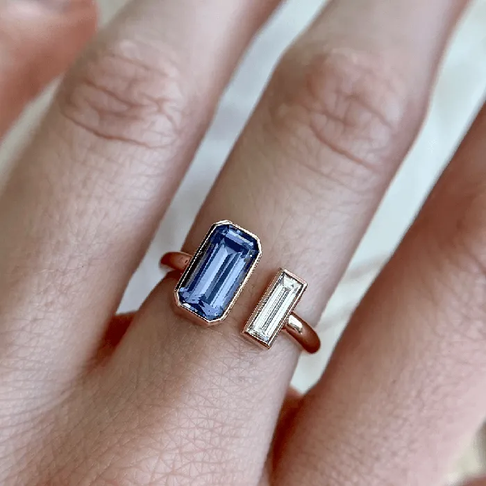 Marrow Fine Rings 140ct Tanzanite White Diamond Toi et Moi Ring