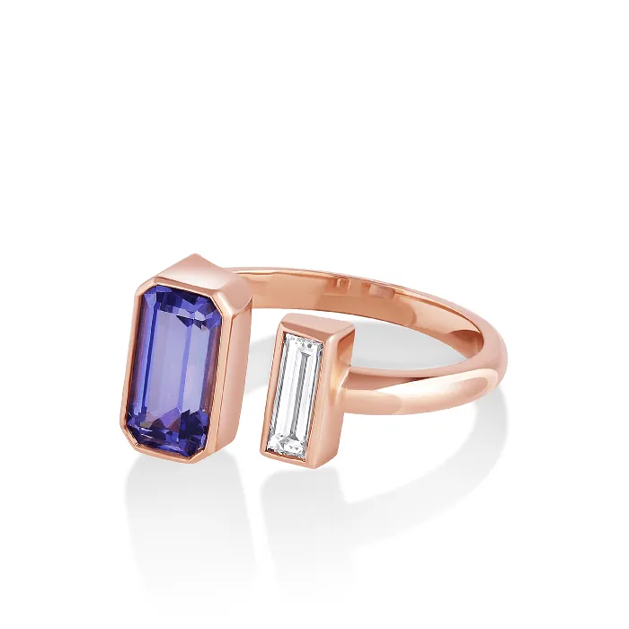 Marrow Fine Rings 140ct Tanzanite White Diamond Toi et Moi Ring