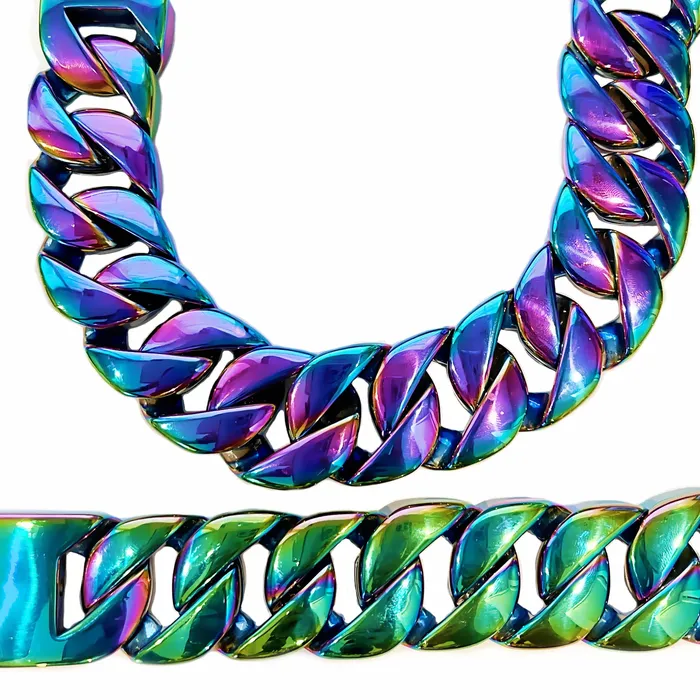 Mens Huge Cuban Chain Multicolor Rainbow Stainless Steel 30MM 28 Bling Cartel Bracelets Mens Huge Cuban Chain Multicolor Rainbow Stainless Steel 30MM 28 Bling Cartel Bracelets