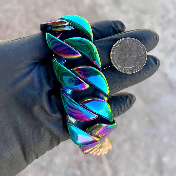 Mens Huge Cuban Chain Multicolor Rainbow Stainless Steel 30MM 28 Bling Cartel Bracelets Mens Huge Cuban Chain Multicolor Rainbow Stainless Steel 30MM 28 Bling Cartel Bracelets