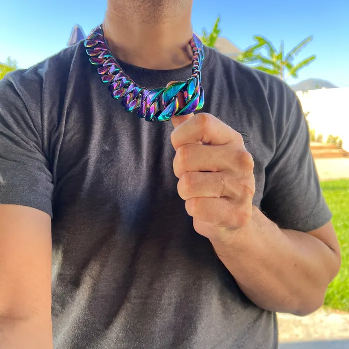 Mens Huge Cuban Chain Multicolor Rainbow Stainless Steel 30MM 28 Bling Cartel Bracelets Mens Huge Cuban Chain Multicolor Rainbow Stainless Steel 30MM 28 Bling Cartel Bracelets