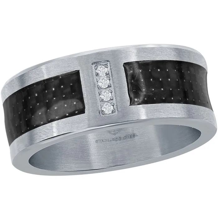 Mens Ring Stainless Steel Black Carbon Fiber CZ Size 12 SW209512 Classic Rings Mens Ring Stainless Steel Black Carbon Fiber CZ Size 12 SW209512 Classic Rings