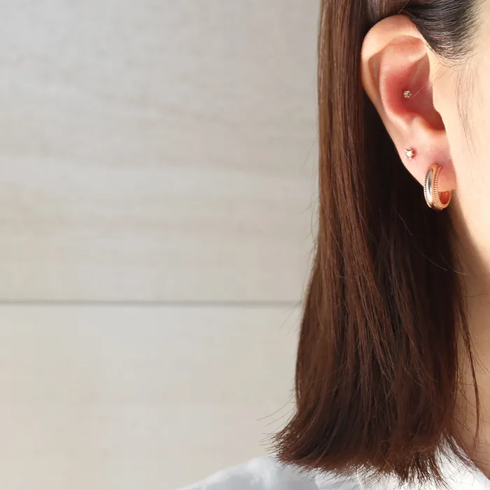 Milgrain Edge Huggie Earrings Large from J Shop Earrings