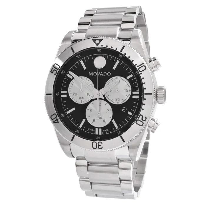 Movado Movado Mens Chronograph Watch Sport Black and Silver Tone Dial Bracelet 0607439 Bracelets Movado Movado Mens Chronograph Watch Sport Black and Silver Tone Dial Bracelet 0607439 Bracelets