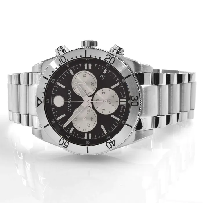 Movado Movado Mens Chronograph Watch Sport Black and Silver Tone Dial Bracelet 0607439 Bracelets Movado Movado Mens Chronograph Watch Sport Black and Silver Tone Dial Bracelet 0607439 Bracelets