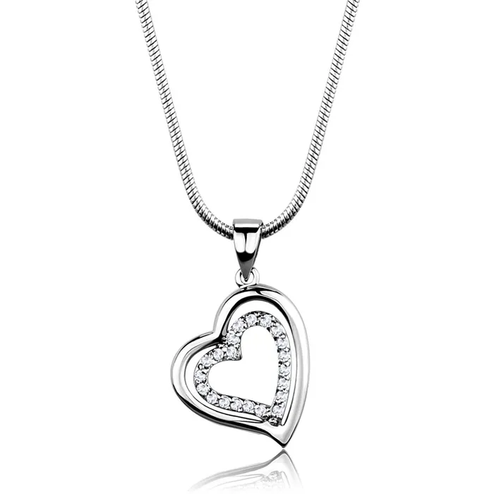 Necklaces Alamode 3W841 Rhodium Brass Chain Pendant with AAA Grade CZ in Clear Necklaces Alamode 3W841 Rhodium Brass Chain Pendant with AAA Grade CZ in Clear