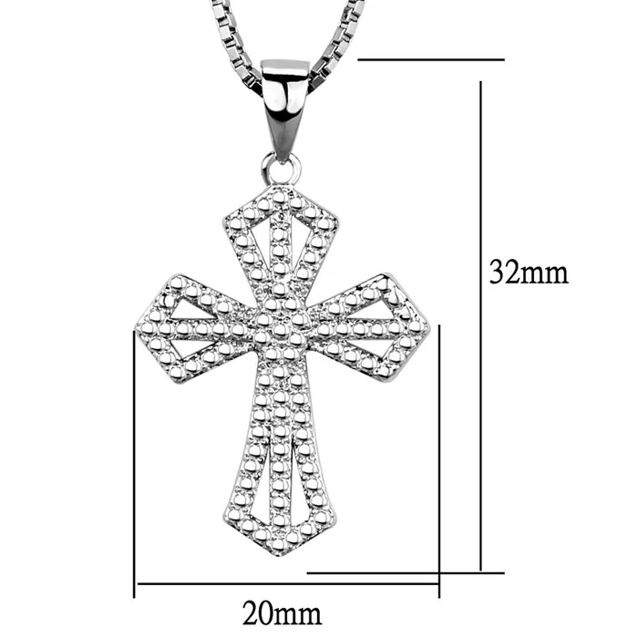 Necklaces Alamode 3W850 Rhodium Brass Chain Pendant with AAA Grade CZ in Clear