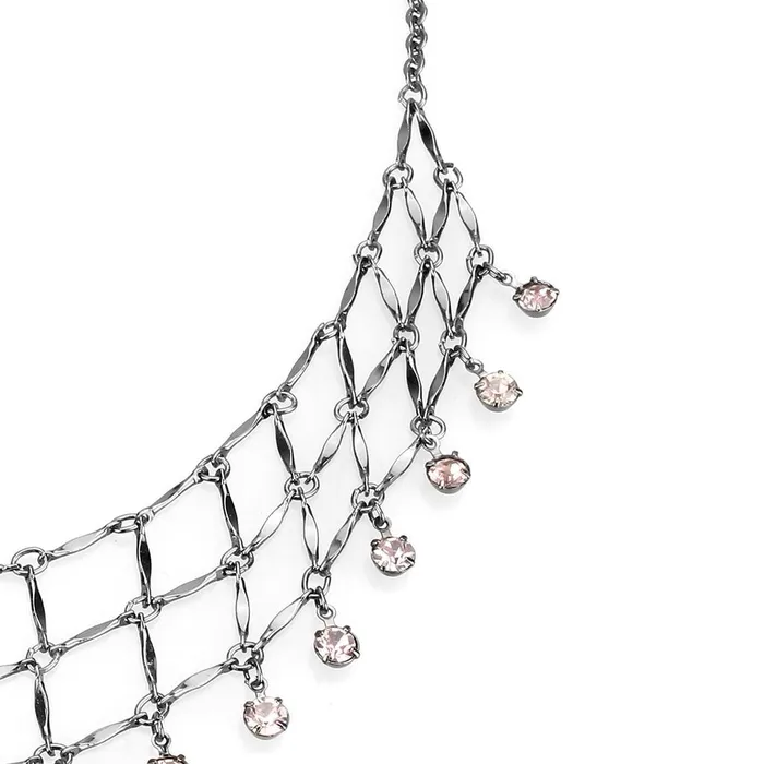 Necklaces Alamode LO4731 Ruthenium White Metal Necklace with Top Grade Crystal in Light Amethyst