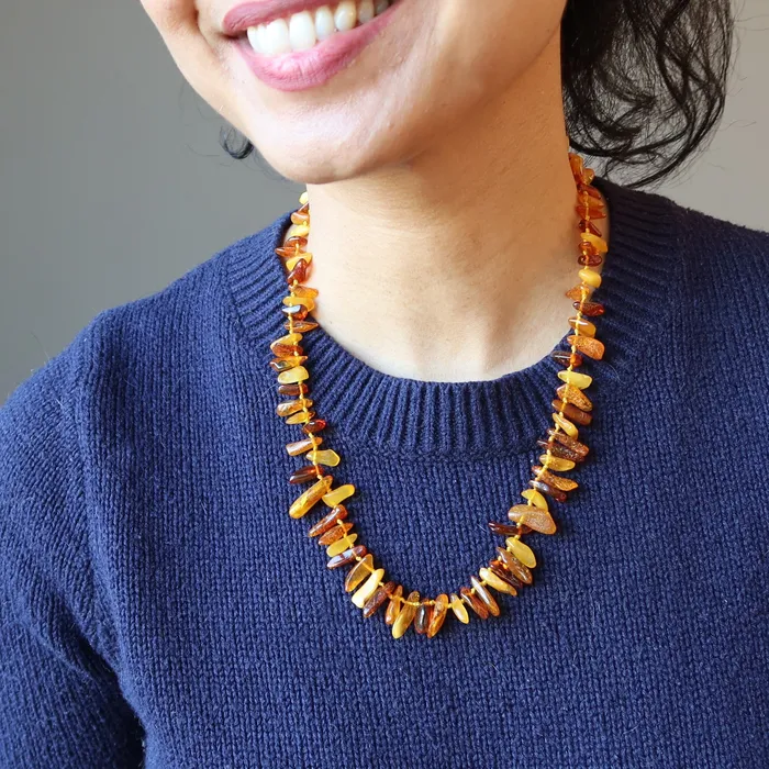 Necklaces Amber Necklace Sunny Spirit Knotted Baltic Gems Satin Crystals