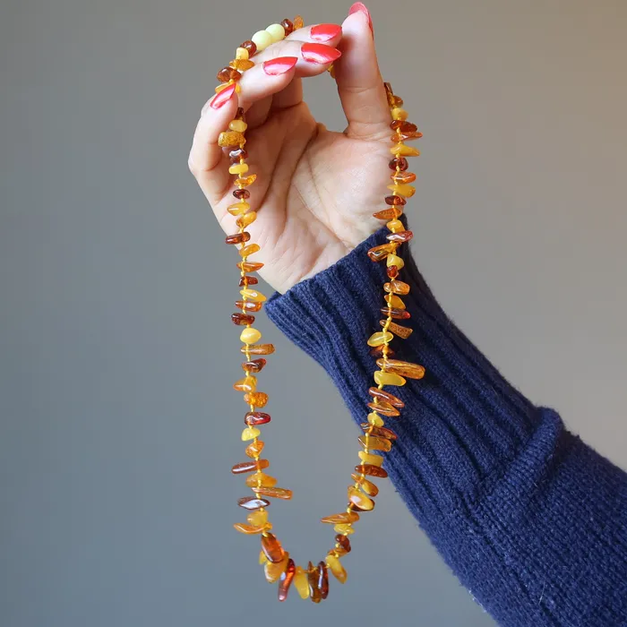 Necklaces Amber Necklace Sunny Spirit Knotted Baltic Gems Satin Crystals