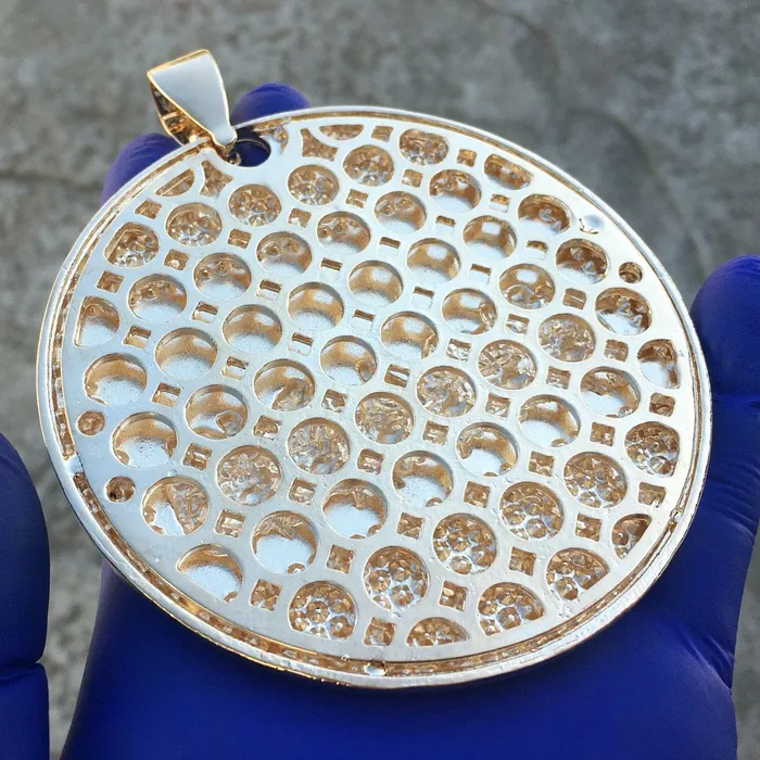 Necklaces Bling Cartel Admin 14K Gold Finish Huge Last Supper Flat Iced Flooded Out Pendant