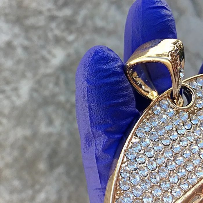Necklaces Bling Cartel Admin 14K Gold Finish Huge Last Supper Flat Iced Flooded Out Pendant