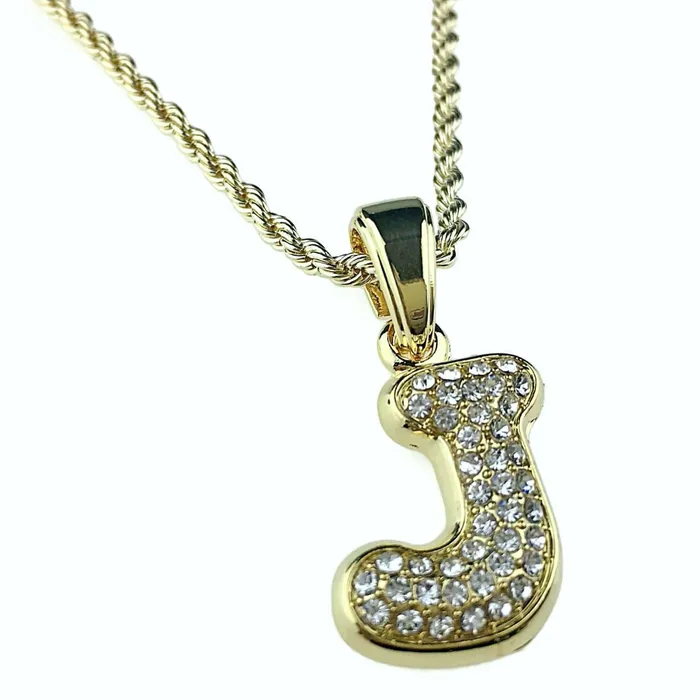 Necklaces Bling Cartel Admin 14K Gold Plated J Letter Micro Chain Rope Necklace